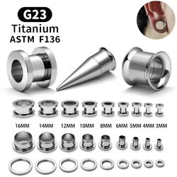 G23 Titanium Screw Fit Double Flare Ear Flesh Tunnel Earring Plug Expander Stretcher Piercing Body Jewelry Earlet Gauges