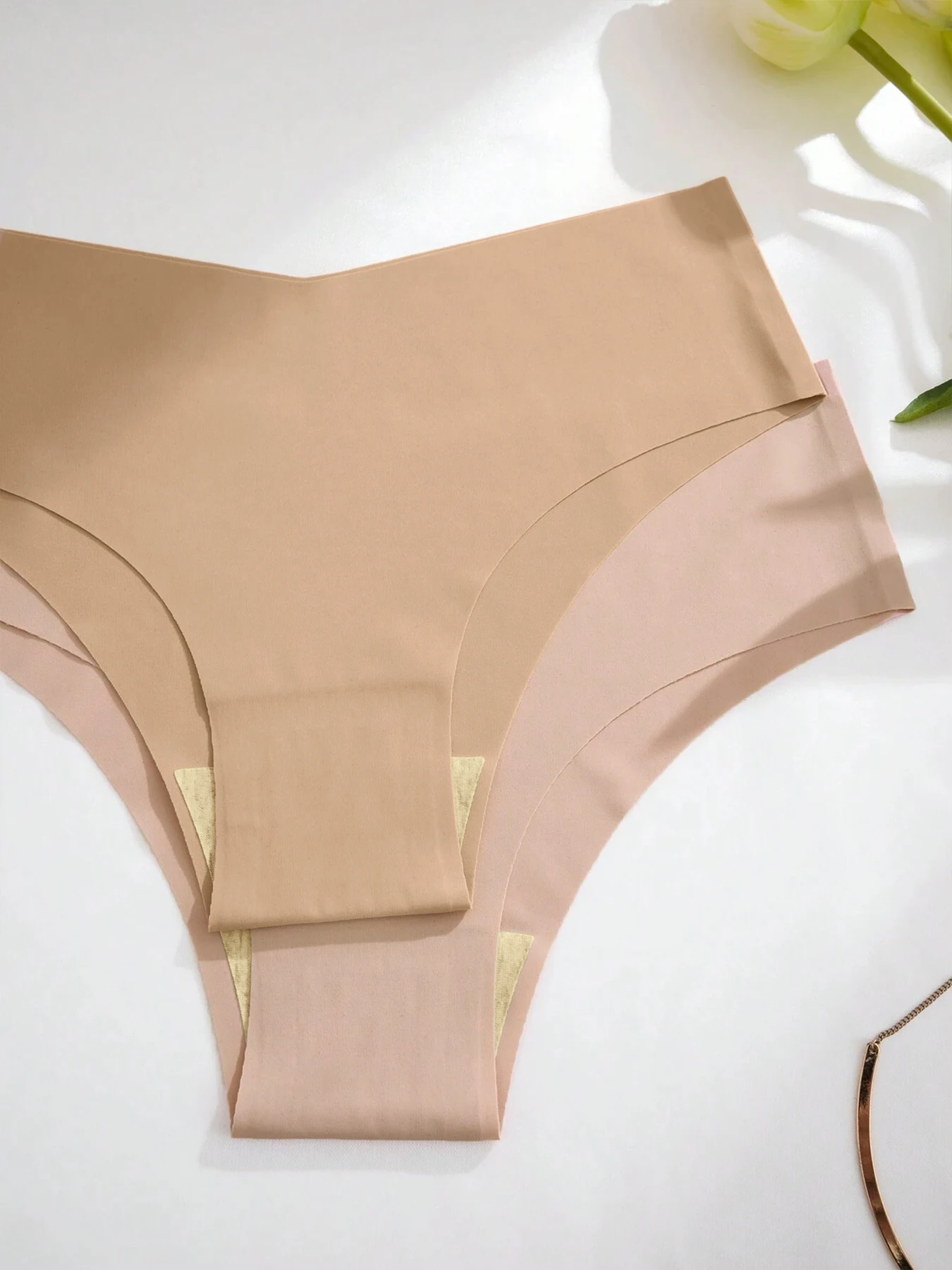 5-teiliges Set Damen-Slips mit niedrigem Bund, nahtlos, einfarbig, unsichtbare Komfortunterwäsche – Detail 5