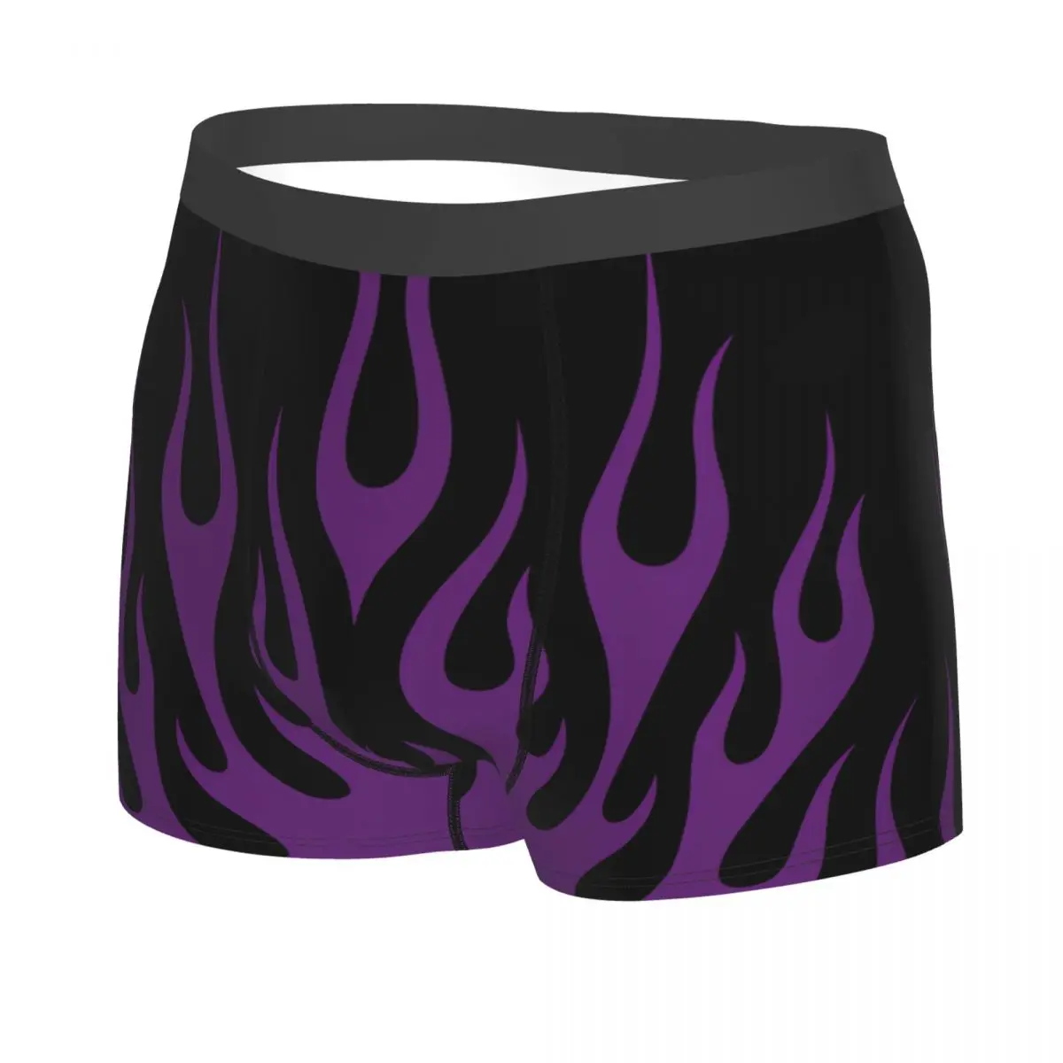 Custom Fashion Purple Fire Flames Pattern Boxers Shorts Panties Men's Underpants Comfortable Briefs Underwear