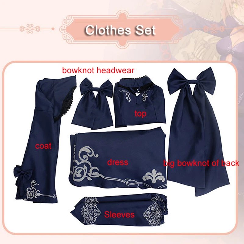 Fate Stay Night Saber Alter Cosplay Costume pour femme, perruque, Arturia Pendragon, Anime FGO, robe Lolita, fête d'Halloween, tenues de carnaval