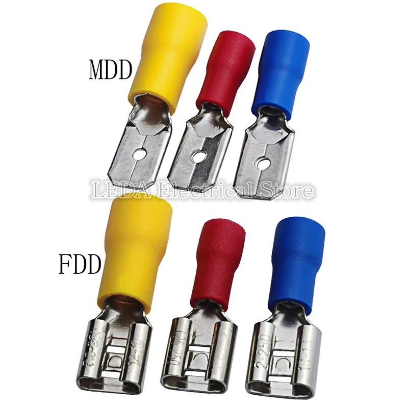 20Pcs/10Pcs Female+Male FDD MDD Female Male Insulated Electrical Crimp Terminal for 1.5-2.5mm2 Cable Wire Connector