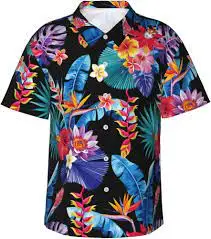 

Men's casual shirt beach vacation shared by men and women short sleeved button up shirt digital printing colorful p formal shirt