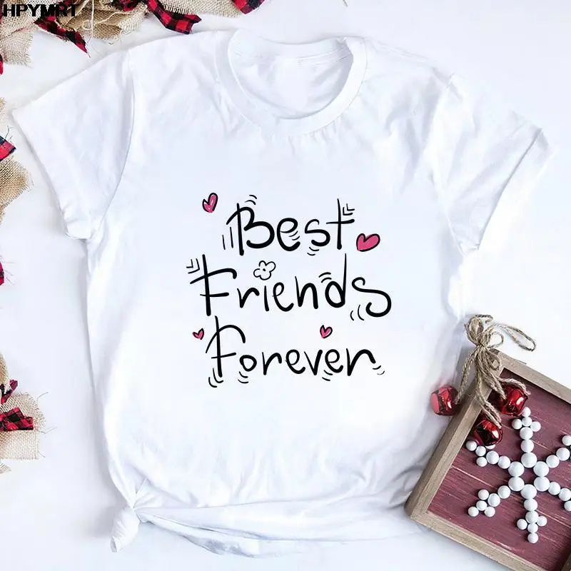 Female T-shirt Beat Friends Forever Letter Print streetwear Women T Shirt Fashion graphic T Shirts Short Sleeve Harajuku Tee Top