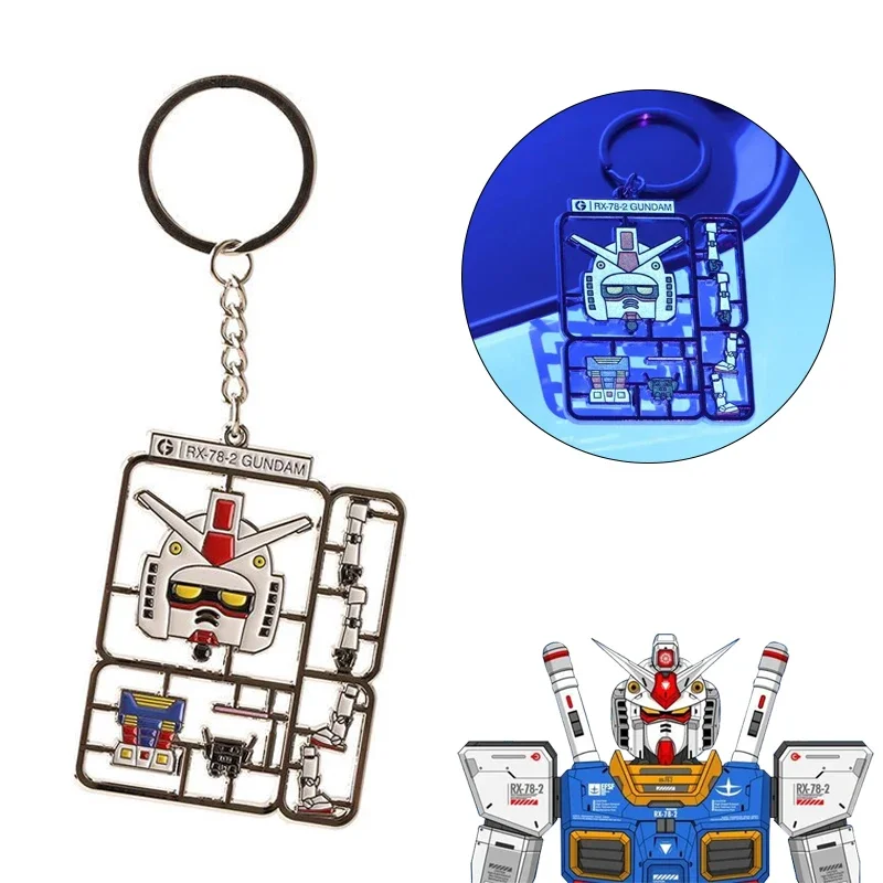 GUNDAM Metal Keychain Cartoon Fashion Hollow Out Pendant Children Backpack Decoration Anime Cool Night Glow Key Chain Kids Gift