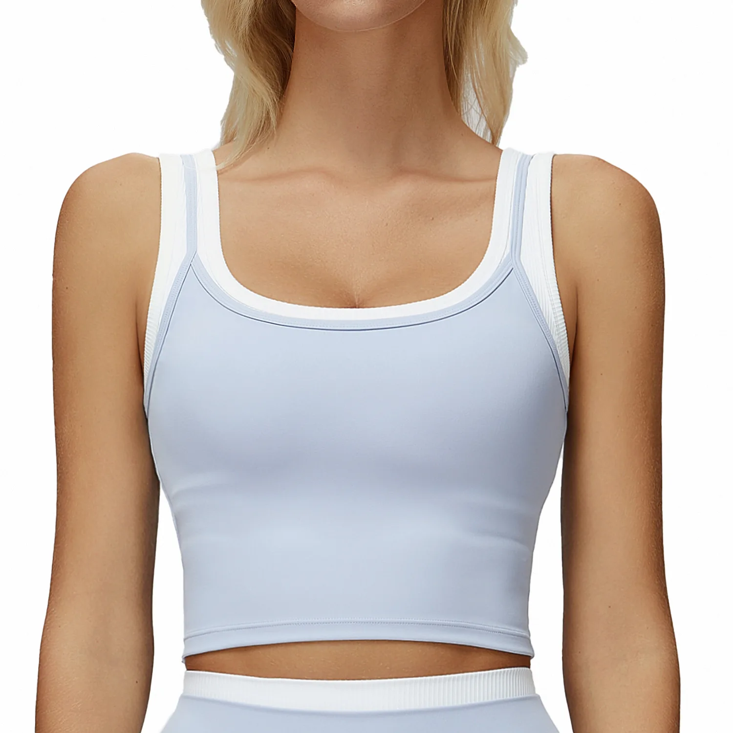 

Maxdutti New Two-piece Split Vest With Contrasting Colors Nude Fashion Casual Top Running Sports Bra