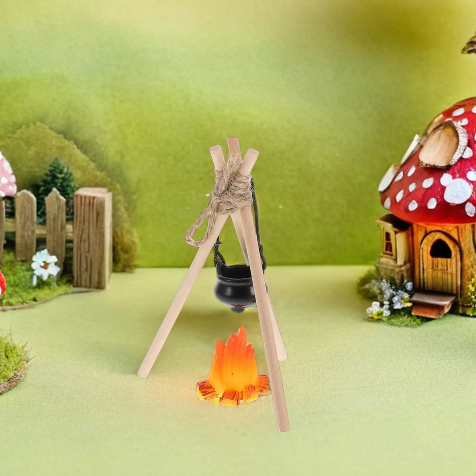

2Set Mini Snow Scene Setup Realistic Artificial Fire Flames for Dollhouse Camping Decor DIY Accessories Holiday Craft Display