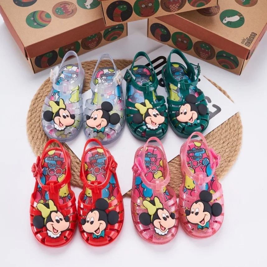 

2024 New Children's Roman Sandals Mickey Minnie Bun Head Spider Shoes Soft Soled Beach Shoes for Boys and Girls Birthday Gift