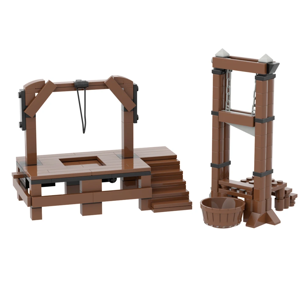 مجموعة مكعبات بناء مكونة من 3 قطع، وطاولة استفزاز، ومقصلة، ونموذج مكعبات بناء القفص المعلق، وديكور ملحقات الجسيمات الصغيرة