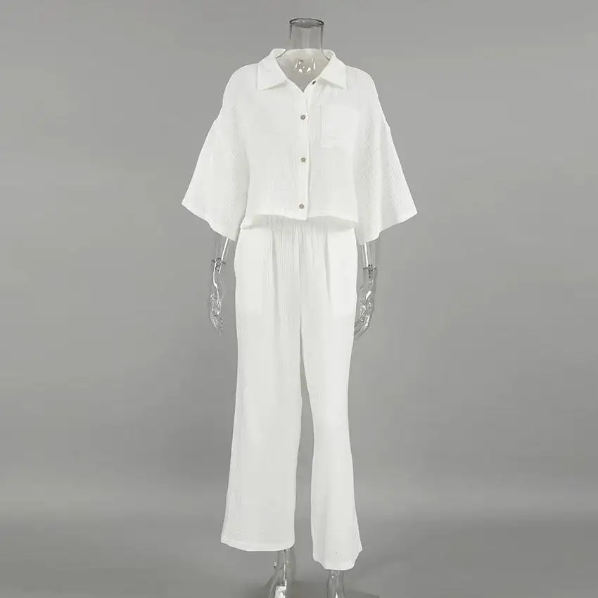 

New Pure Cotton Loose Top And Pants Set Home Clothes Two-Piece Set Comfortable Breathable Casual Sle for Young Women