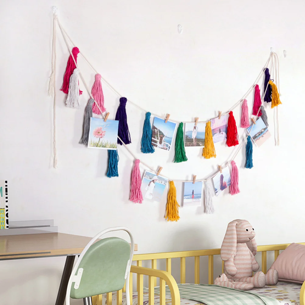 

2Pcs Bohemia Tassel Garland Rainbow Decorative Wall Hanging Bedroom Balcony Nursery Hanging Banner Colorful Tassel Decor
