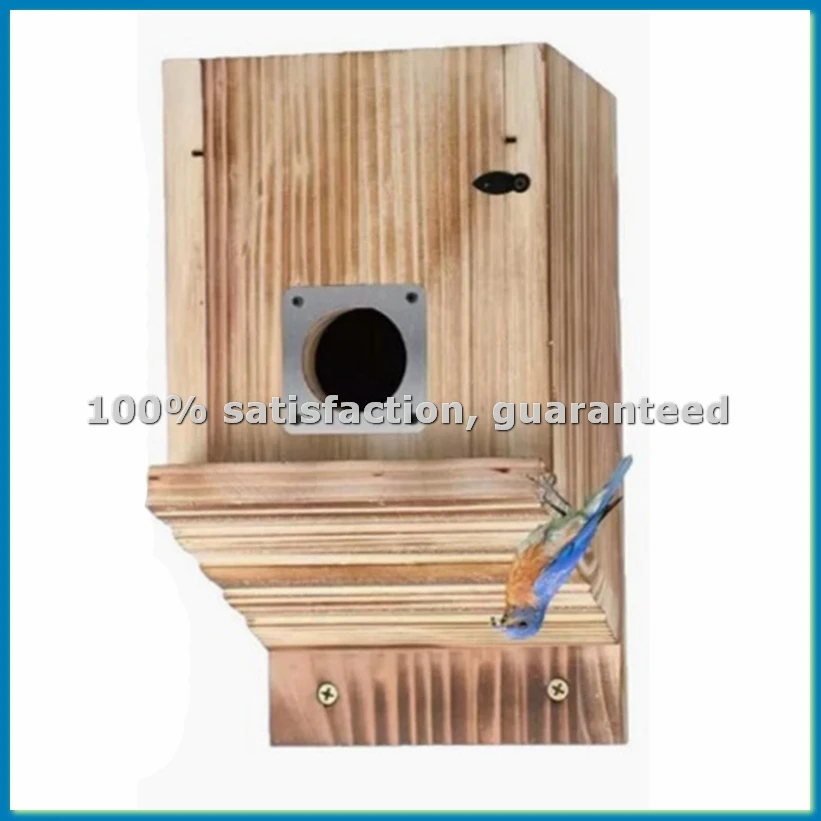 Bird Houses for Outside with Metal Guard for Swallow , Carbonized Wooden Nesting Boxes-ABLL