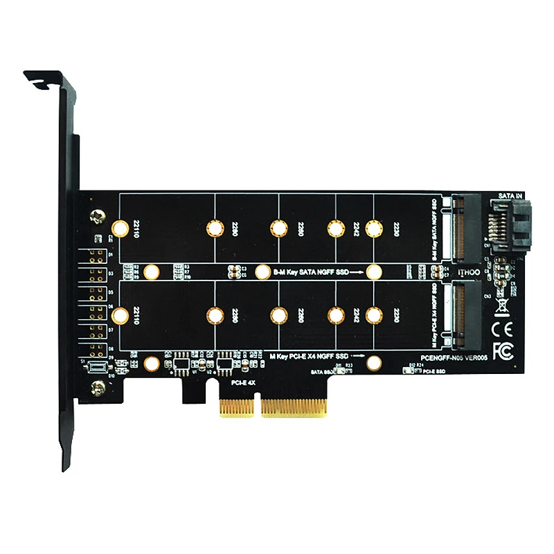 

Карта адаптера M.2 NVMe SSD NGFF к PCIE X4 Карта расширения M Key-B с двойным интерфейсом поддерживает твердотельный накопитель 20110
