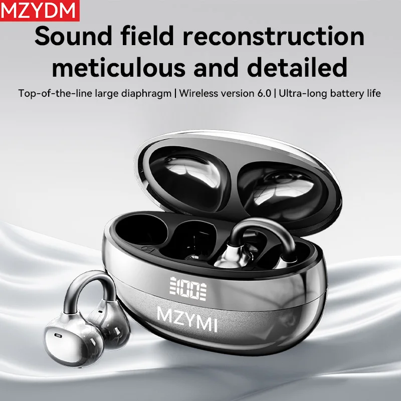 TWS Drahtlose Bluetooth V6.0 Kopfhörer IPX5 Wasserdichte Ohrbügel Ohrhörer HiFi Stereo Noise Reduction Ohrclip Kopfhörer mit Mikrofon