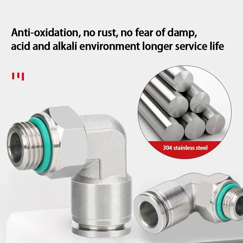 10Pcs 304 Stainless Steel Pneumatic Hose Fitting PL Air Tube Connector 1/8 1/4 3/8 1/2 Quick Release Pipe Fittings 4mm 6mm 8mm