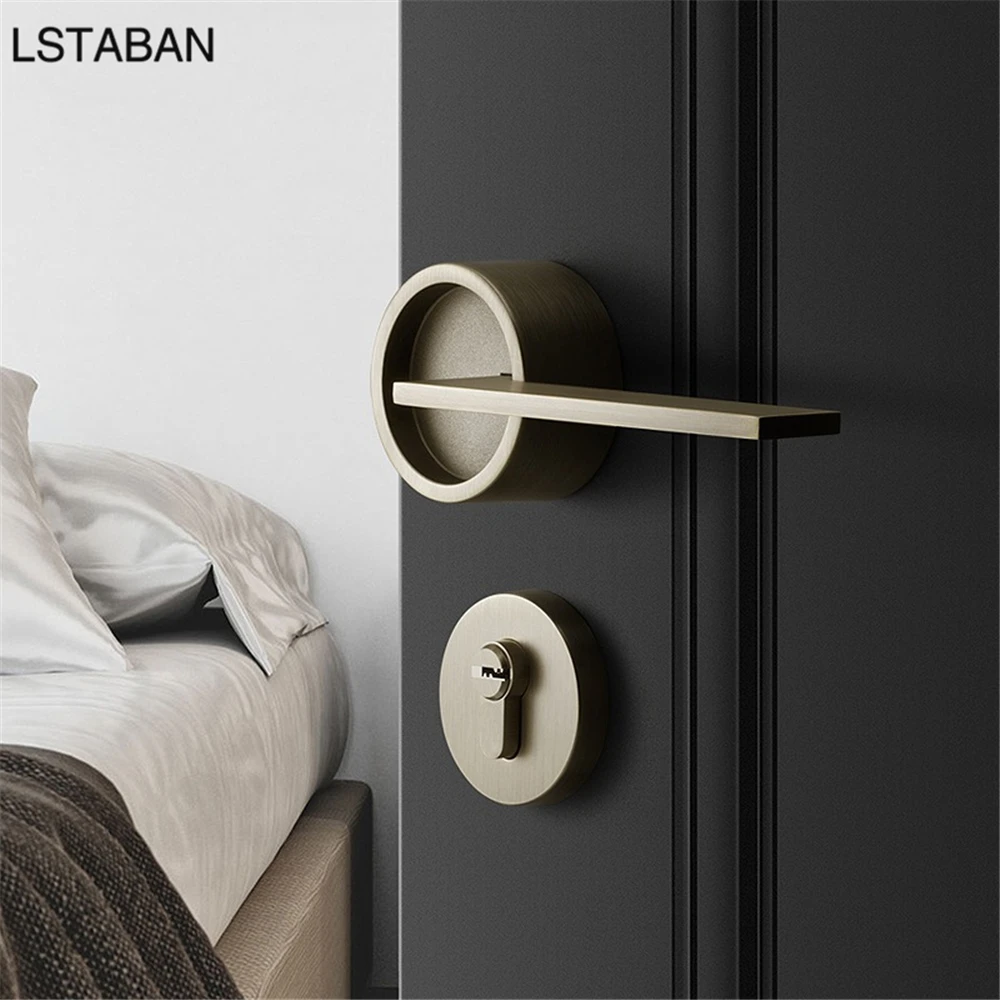 

Zinc Alloy Bedroom Door Handle Lock Luxury Bronze Silent Split Mechanical Handle Lock Bathroom Mute Anti-theft Furniture Locks