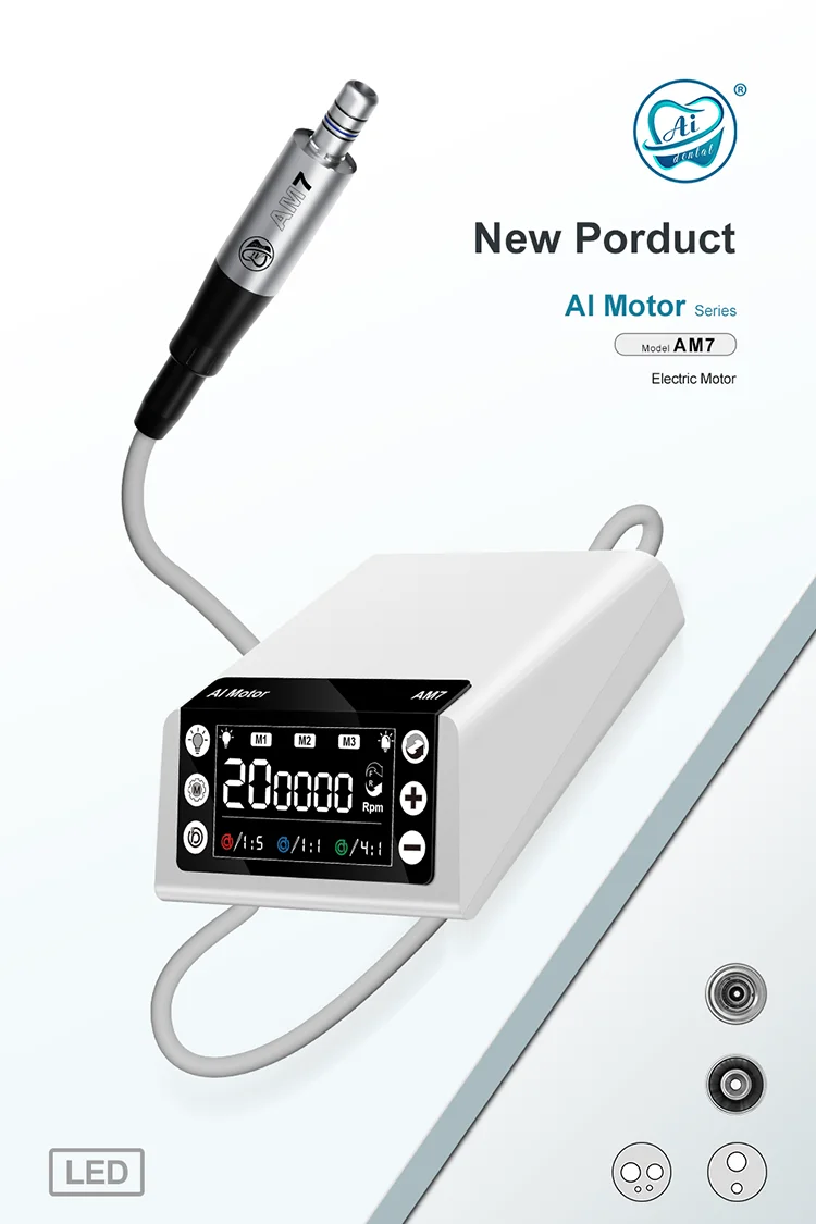 AI-AM7 Electric Micromotor LED Kit with Smile S1-5L Contra Angle 1:5 Increasing Handpiece Dental Endodontic Equipment 2/4 Holes