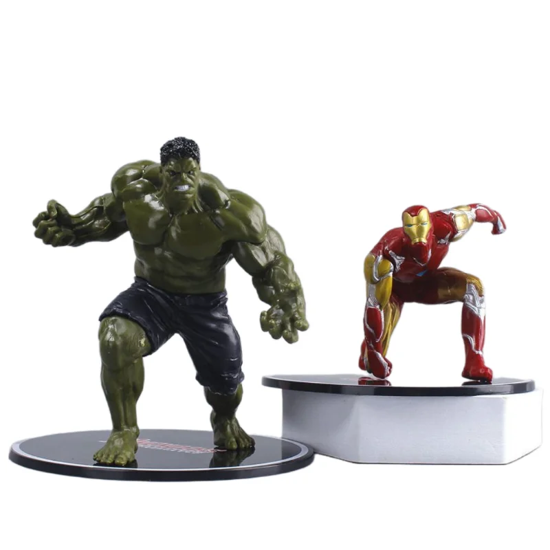 Avengers hand-run Iron Man Spider-Man Captain America Hulk Venom Doll Ornament Chassis Model Boy Toy Holiday Gift Decoration