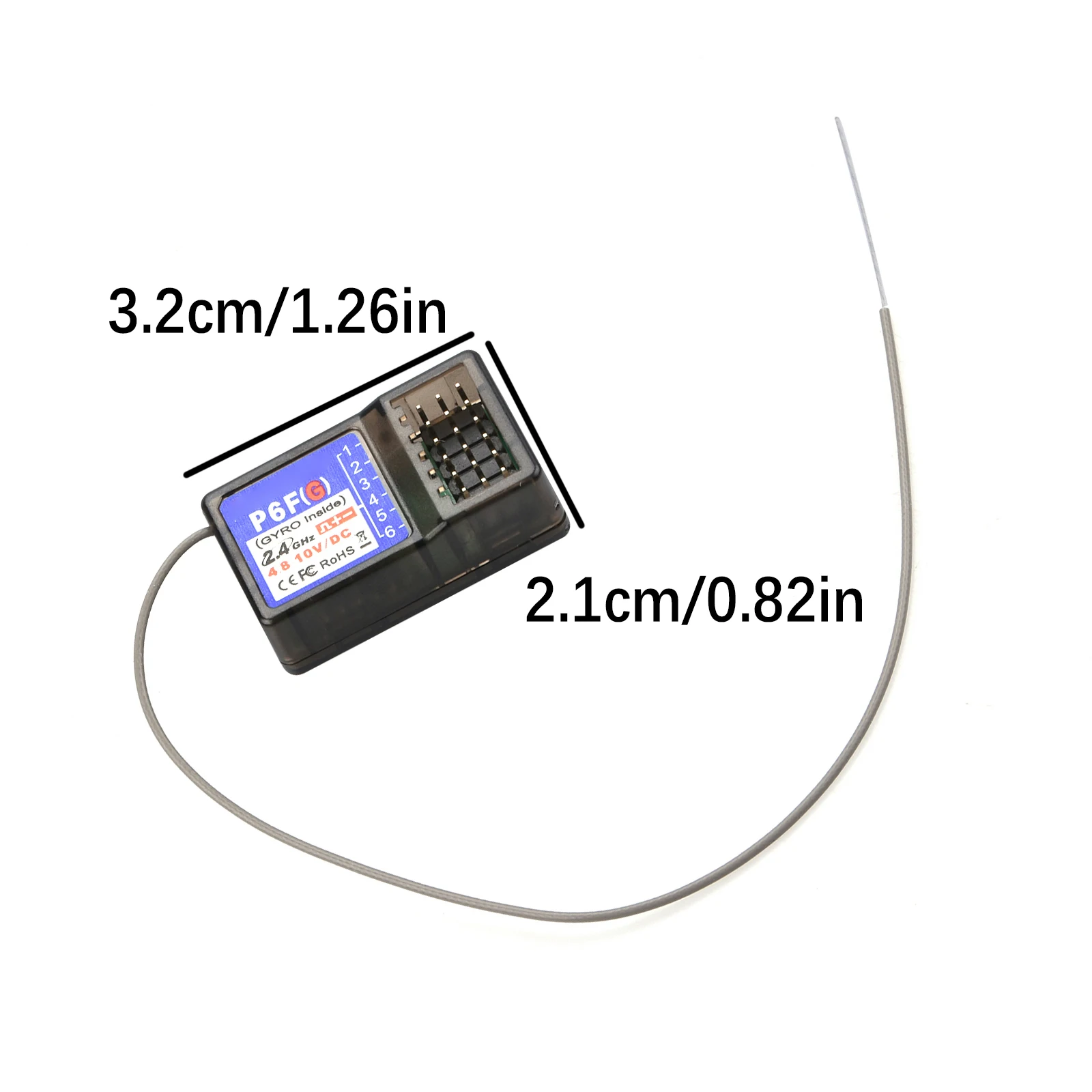 Micro 6CH 2.4G Gyro Receiver P6FG Mini 4.8-10V for X6 Transmitter Remote Controller RC Car Boat Tank Toy