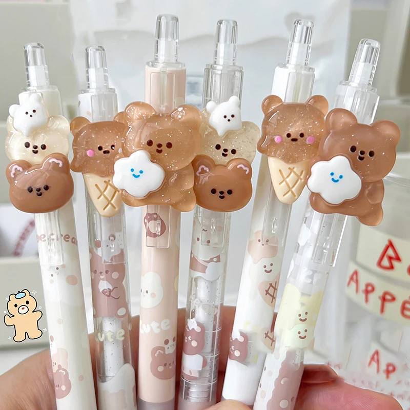

Cute Bear Mechanical Pencil 0.5mm Cartoon Automatic Pen Black Refill Kawaii Press Pen Korean Stationery School Office Supplies