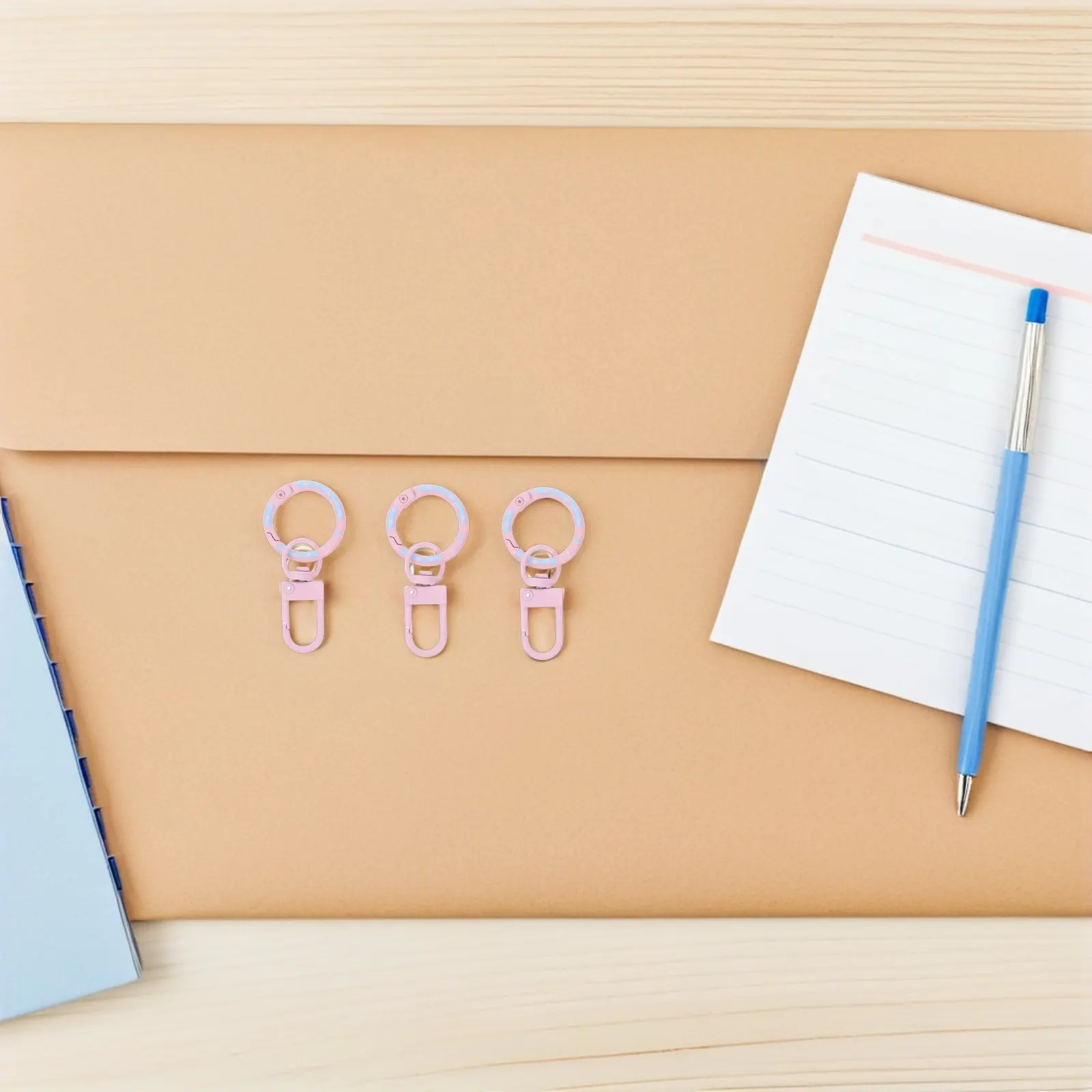 14Pcs Cute Donut Keyring Clasps Spring-Loaded U-Shaped Swivel Snap Hook for Purse Charm Connector Dog Snap Hook Carabiner Key