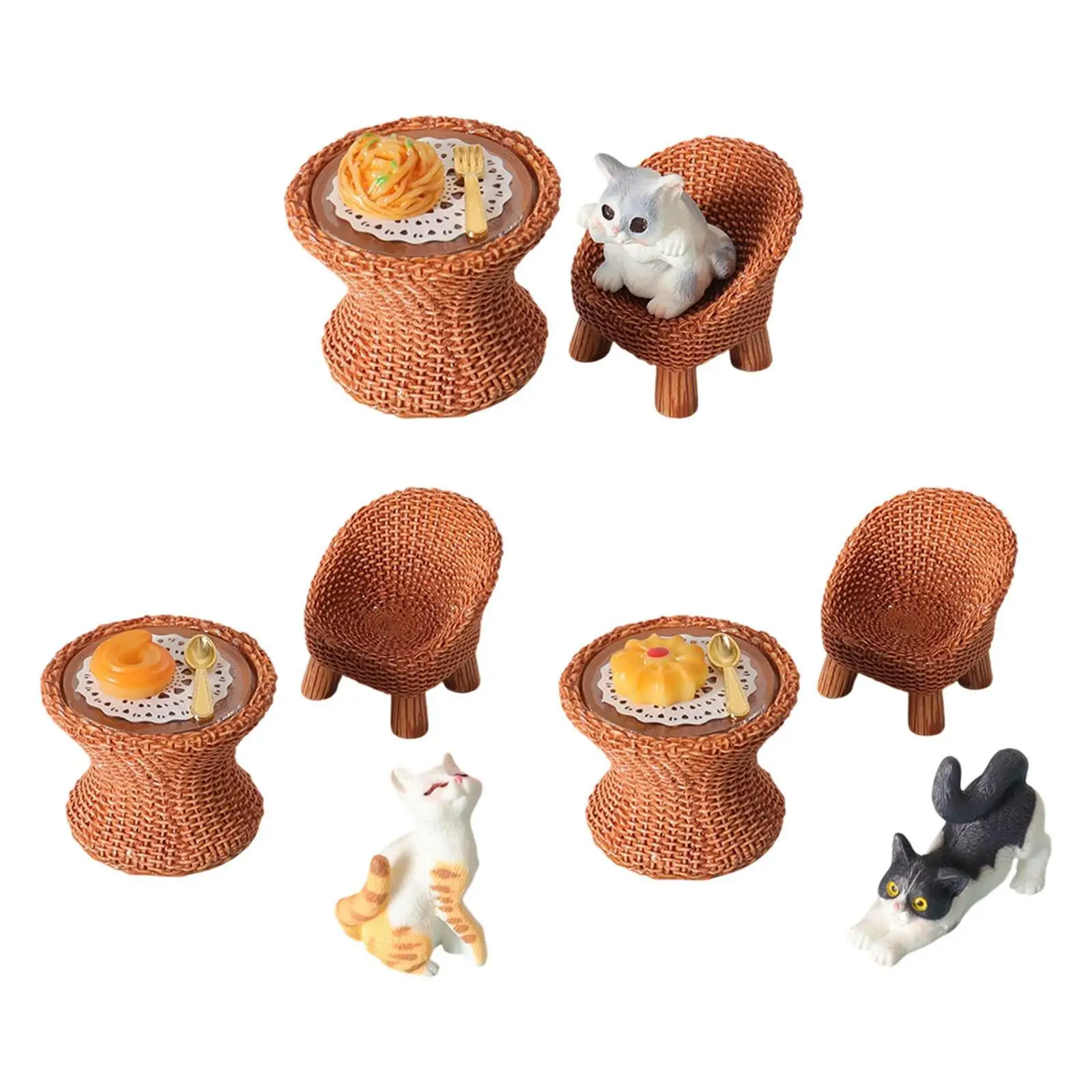 Resina mini figura de gato fingir jogar adereços foto prop cenas artesanato diorama cenário