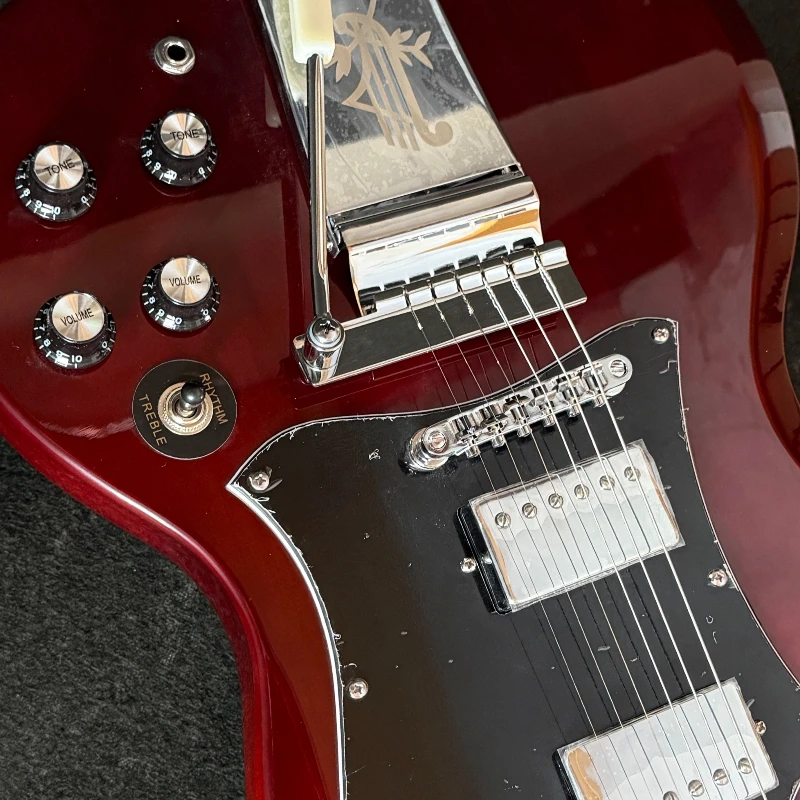 40 Zoll Dunkelrote SG00S E-Gitarre Mahagoni-Korpus 22-Ton HH-Tonabnehmer Feste Brücke Rockmusik Kostenloser Versand
