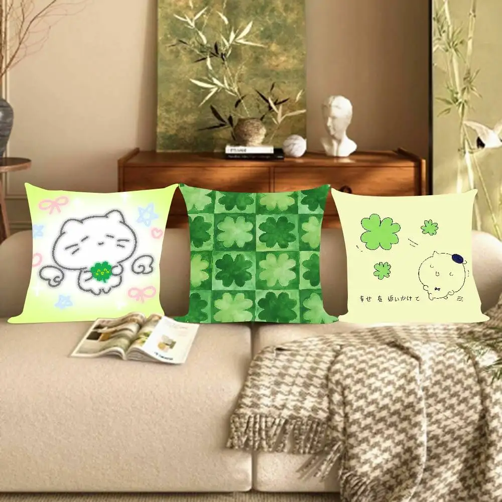 Lucky Clover Good Luck Ins Kissenbezug, Cartoon-Geschenk-Kissenbezug für Schlafzimmer, Zuhause, Sofa, Stuhl, Sitzdekoration, Kissenhülle