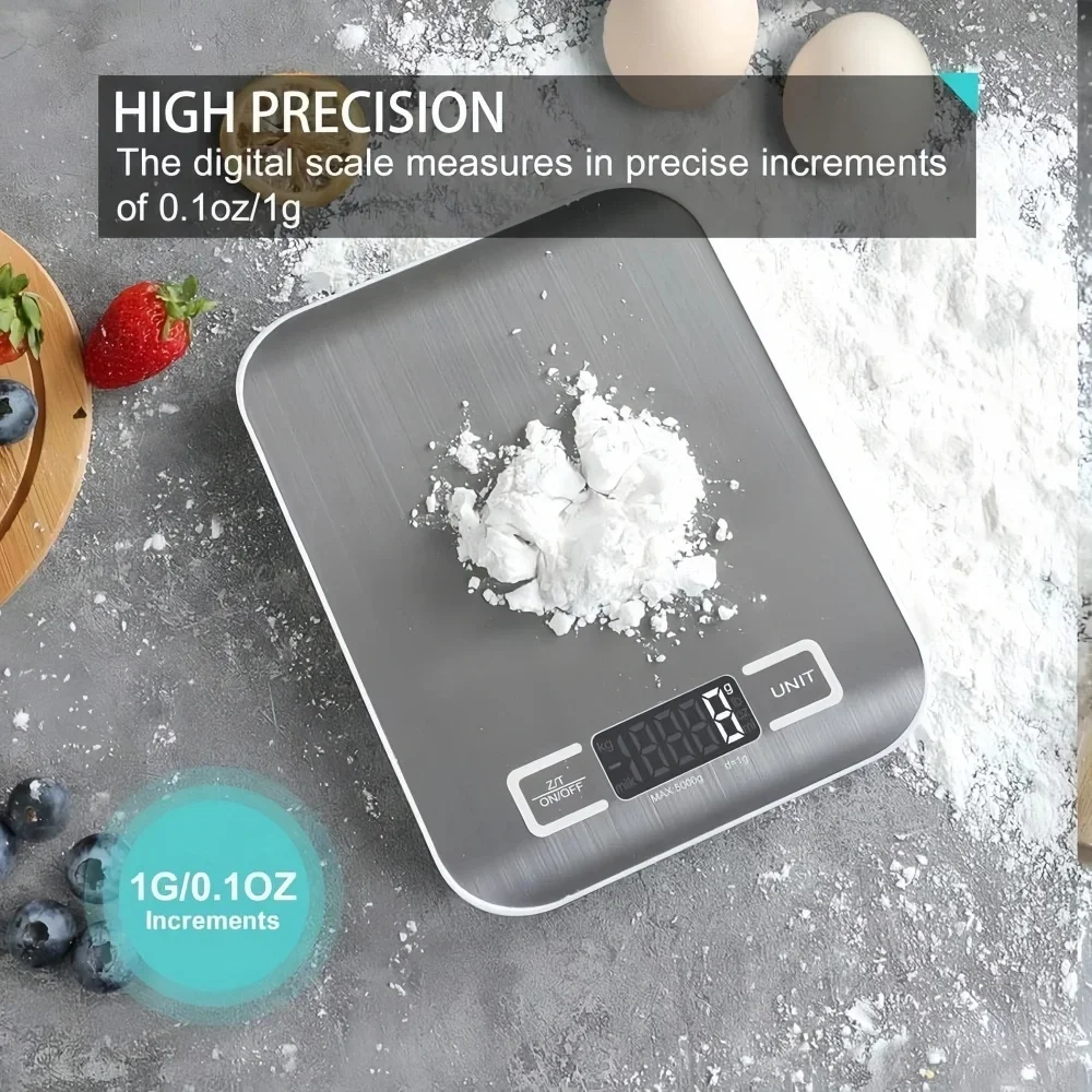 

High-precision Kitchen Scale Stainless Steel Coffee Electronic Scale Home Baking Professional Measuring Mini Kitchen Tool 5kg/1g