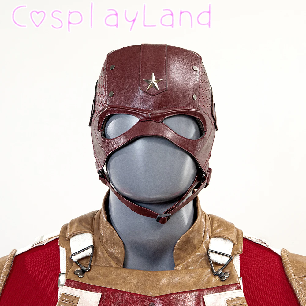 Disfraz de superhéroe de alta calidad, guardián rojo, casco, mono, chaleco de cuero, traje de batalla, conjunto completo, disfraz de Carnaval de Halloween