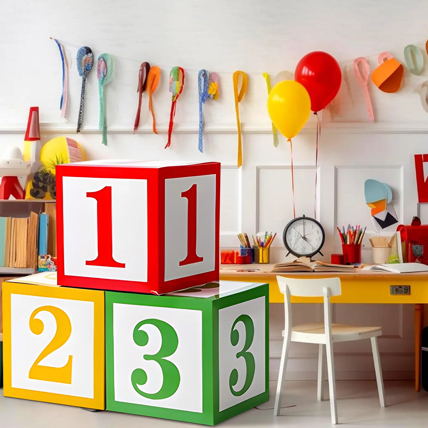 

3 Pcs Back to School Balloon Box Decorations 123 Cartoon Story Party Favor Number Balloon Box for Inspire Theme Party