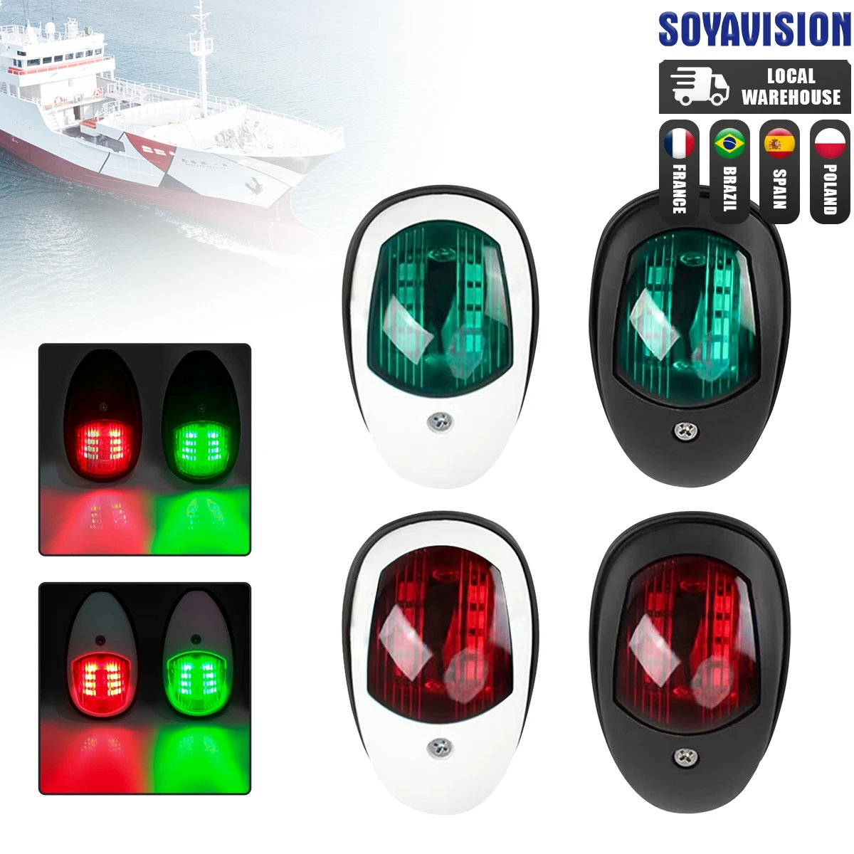 

2Pcs 12V 24V LED Running Lights For Boat Signal Lamp Marine Navigation Light Yacht Accessories Red Green RV Truck Trailer Lamps