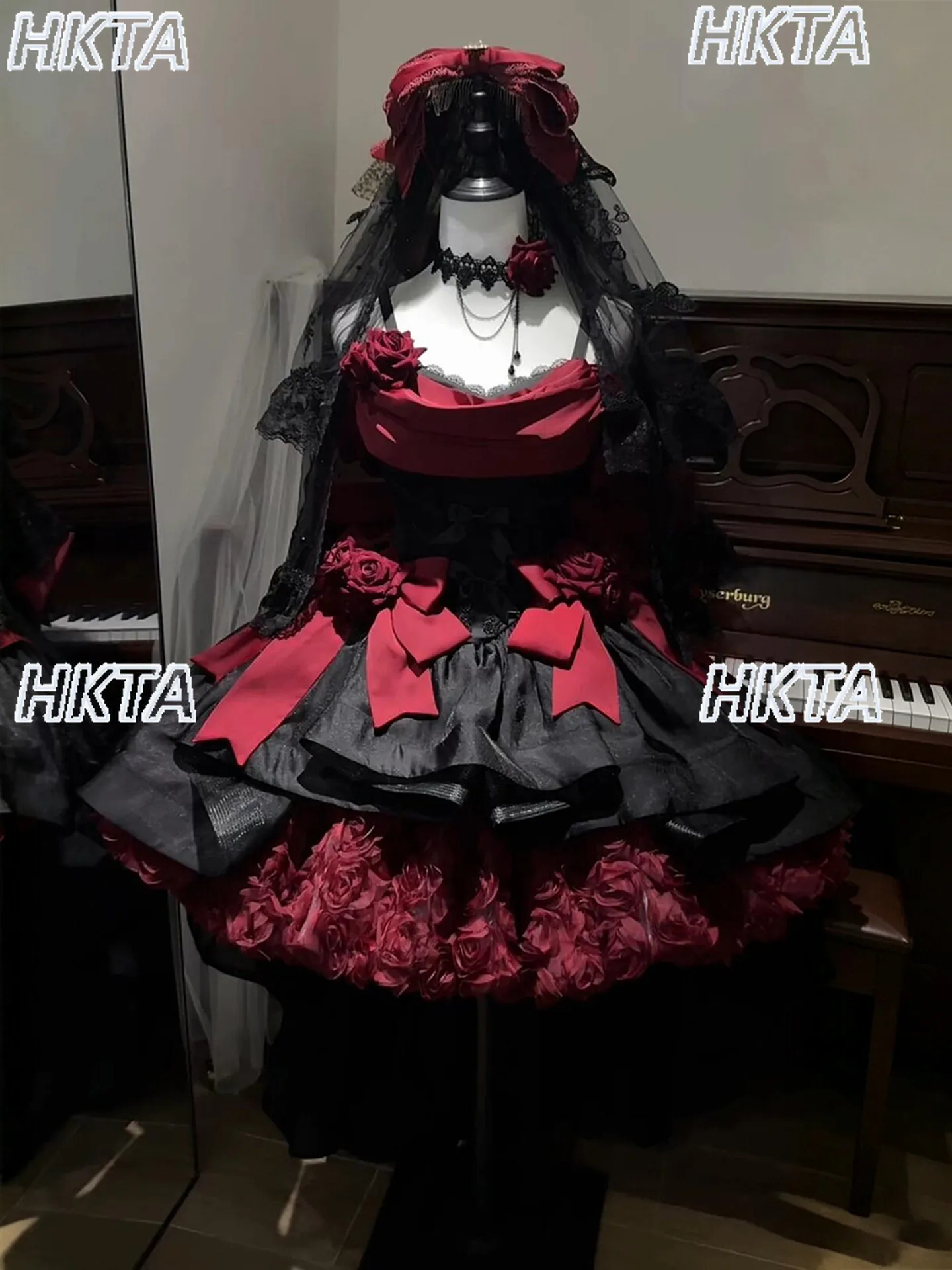 Dark Lolita Wedding Lace Bow Contrasting Suspenders Dresses Jsk Sweet Subculture Gothic Elegance Temperament Banquet Dress Women