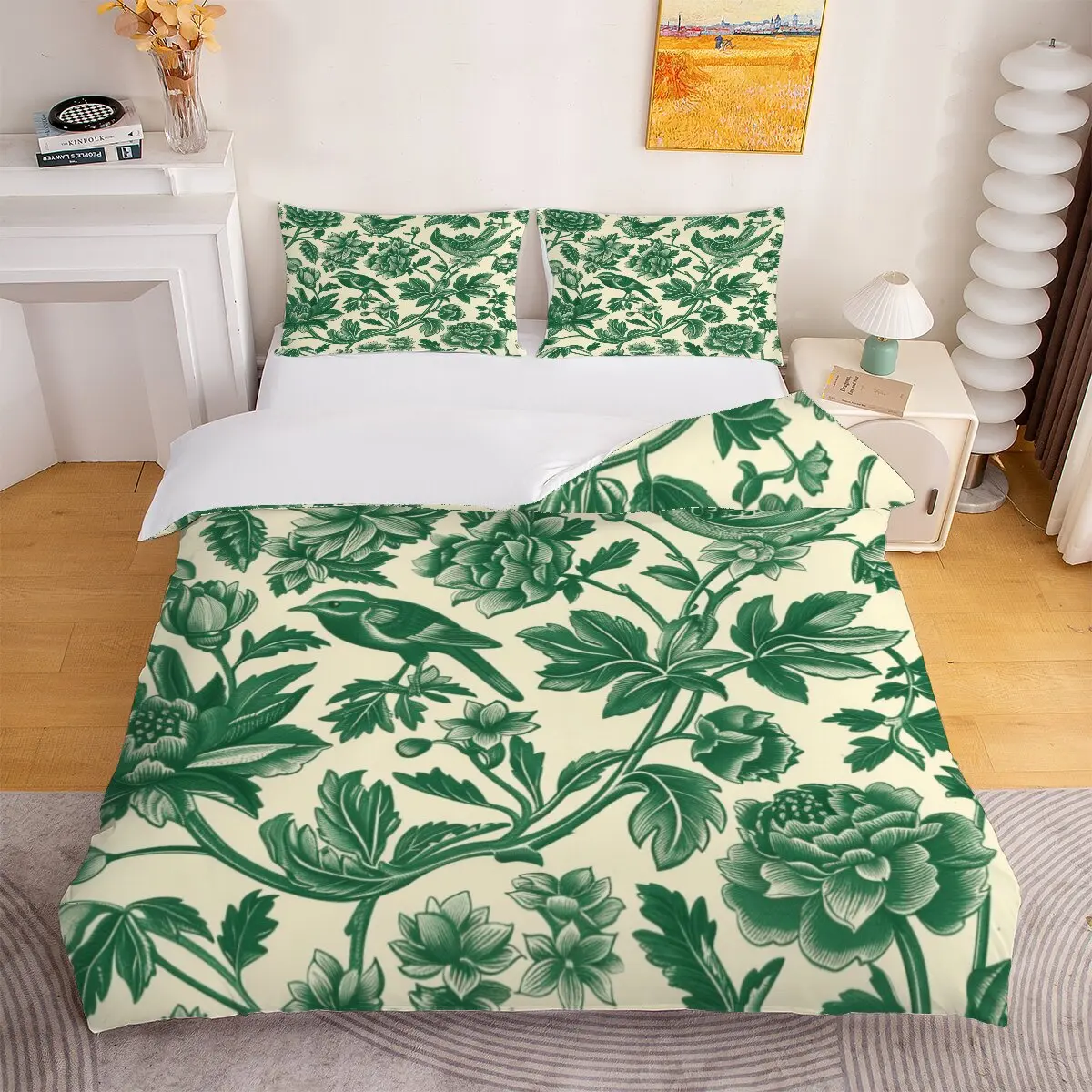 Flower pattern  duvet cover   pineapple and flower combination  1 duvet cover and 2 pillowcases (without blankets)