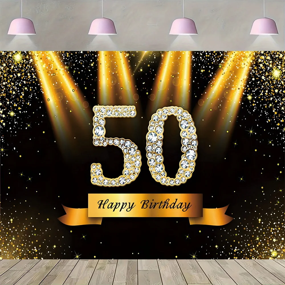Gold Glitter 50th Photo Backdrop Red Curtain Men Woman 50 Years Old Birthday Party Photography Background Photocall Props Banner view 4