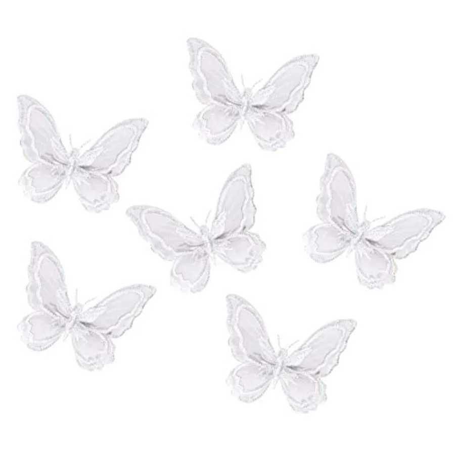 Butterfly Hair Clips 6Pcs Lace Embroidery Flower Butterfly Hair Bow Pins Wedding Hair Accessories for Women Halloween Party Dec