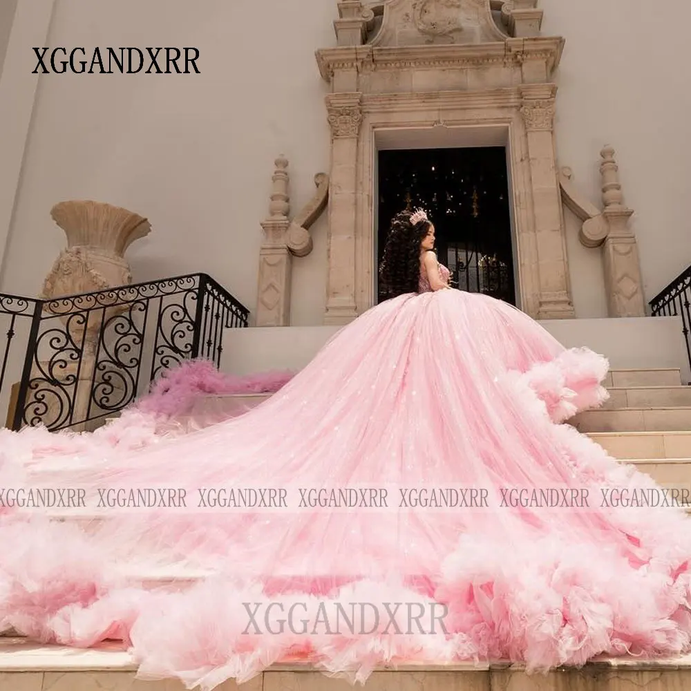 Customized Ball Gown Blush Pink Quinceanera Dresses Luxury Princess Sweet 16 Birthday Dress Ruffles Prom Vestido De 15 Años 2026