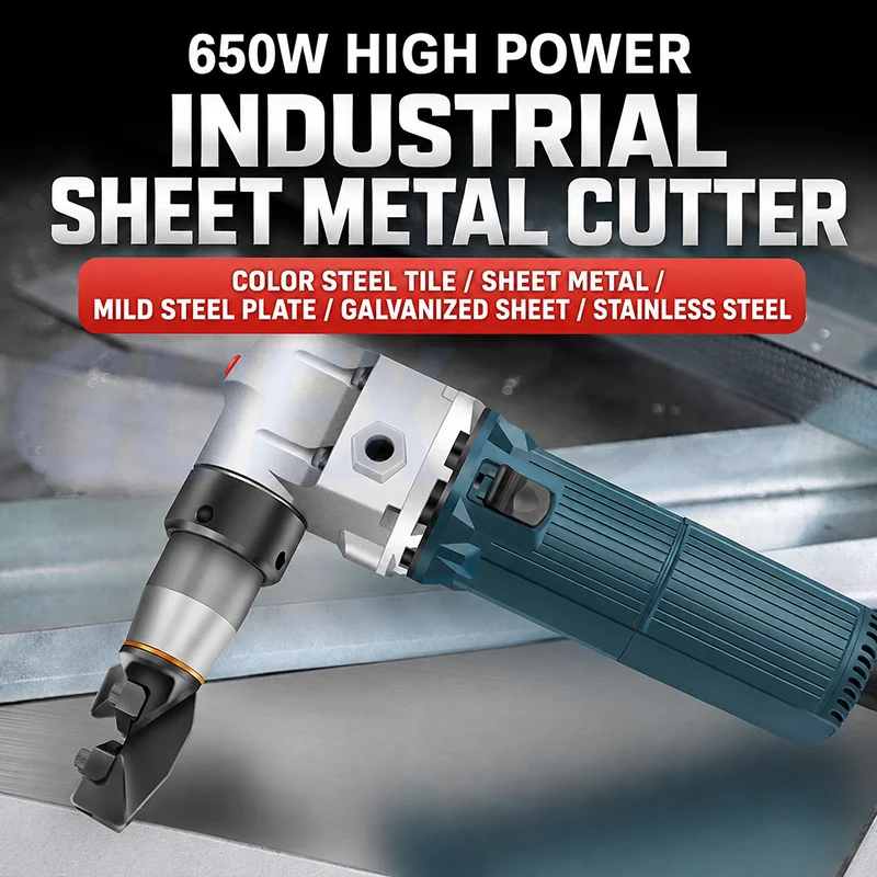Electric Metal Nibbler Corded Shears High Power Burr-Free Sheet Metal Cutting Tool Electric Iron Scissors Shear Sheet