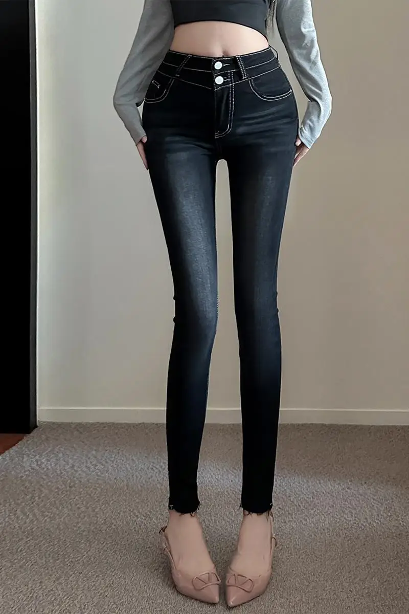 

Women's Sexy Padded Hip-enhancing Skinny Pencil Jeans Lady Streetwear High Waist Bright Line Slim Ankle Length Pencil Jeans