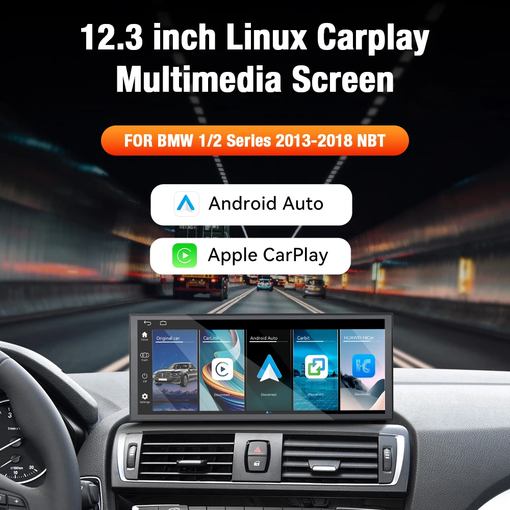 12.3 Inch Linux Touch Screen For BMW 1 2 Series NBT 2013-2018 Wireless CarPlay Android Auto Custom UI GPS Navigation BT5.0