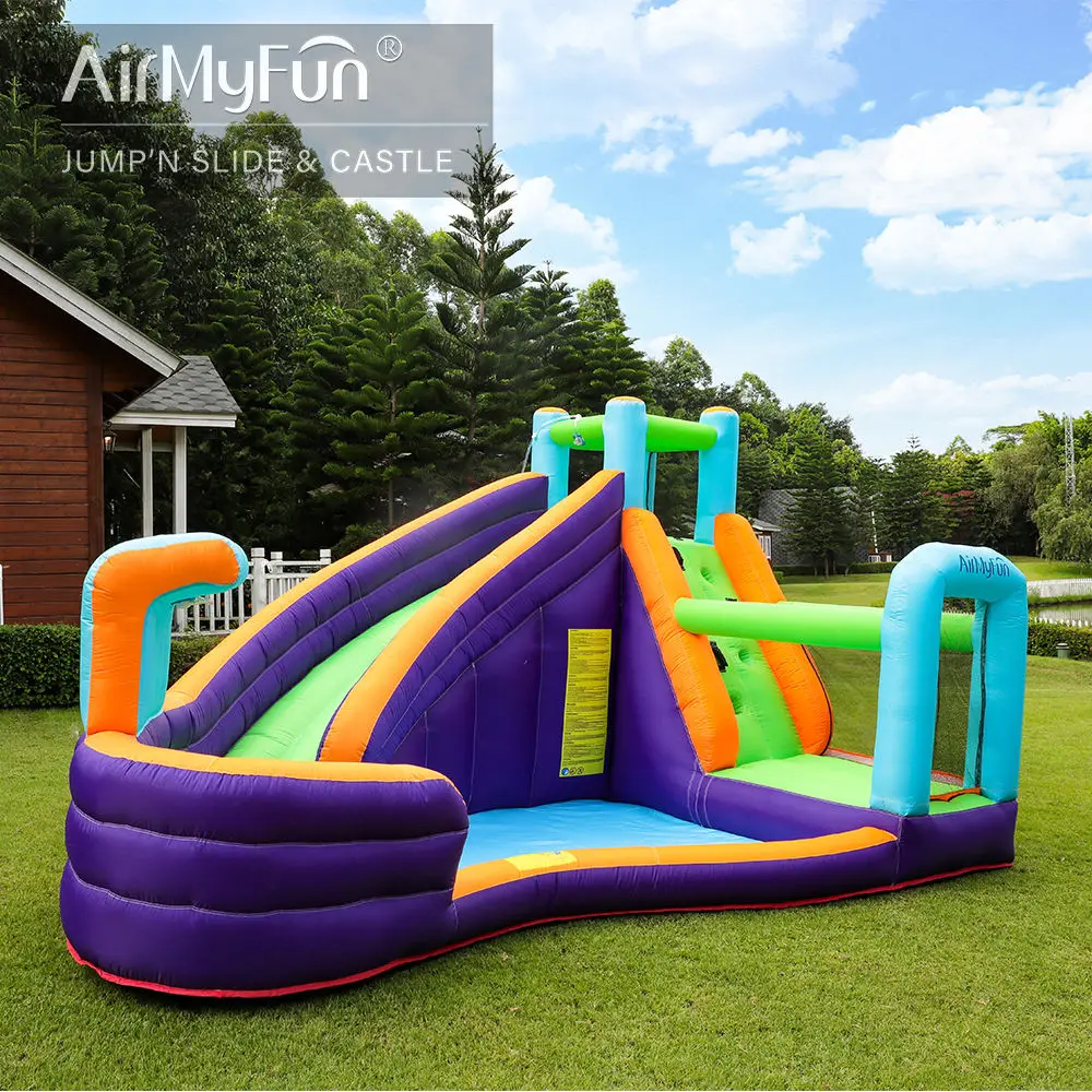 High quality indoor and outdoor kids party games slide toy swimming pool inflatable castle