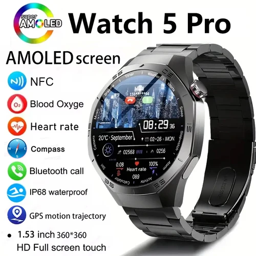 GT5 PRO GPS trayectoria deporte reloj inteligente hombres reloj 5 Pro 1,52 ""pantalla Ultra AMOLED BT llamada ritmo cardíaco IP68 SmartWatches mujer