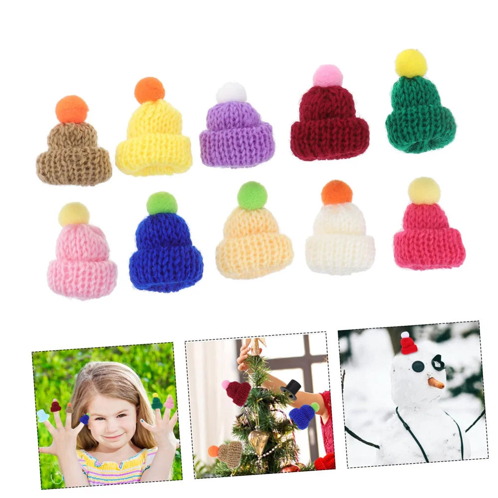 Christmas Ornament Handmade Knit Hat Diy Decoration Knit Doll Cap For New Year Holiday Gift Craft Project