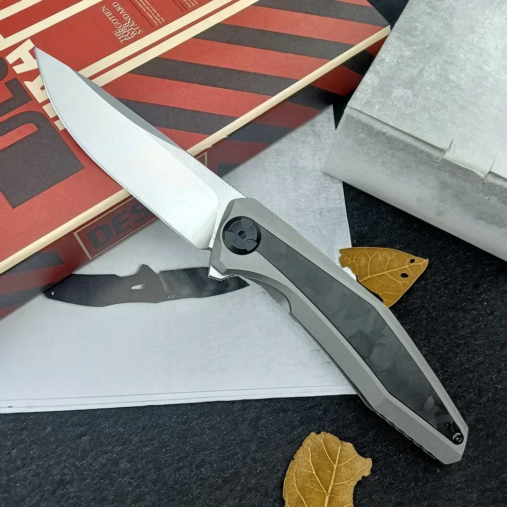 0470 D2 Steel Outdoor Flipper Blade EDC Tacitcal Utility Folding Knife Hunting Survival Gear Titanium Handle Camping Tool