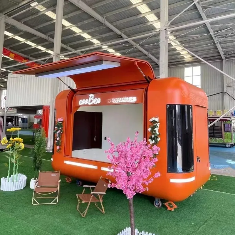 Mobile Food Trailer Commercial Outdoor Catering Cart Portable Food Kiosk Street Food Vending Trailer