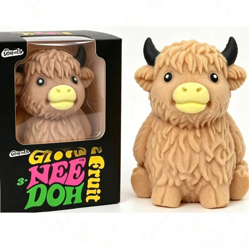 Scottish Highland Cow Slow Bounce Sensory Soft Toy Popular New Products Cheese Squeezing Stress‑Relieving Toy Stress Relief Gift