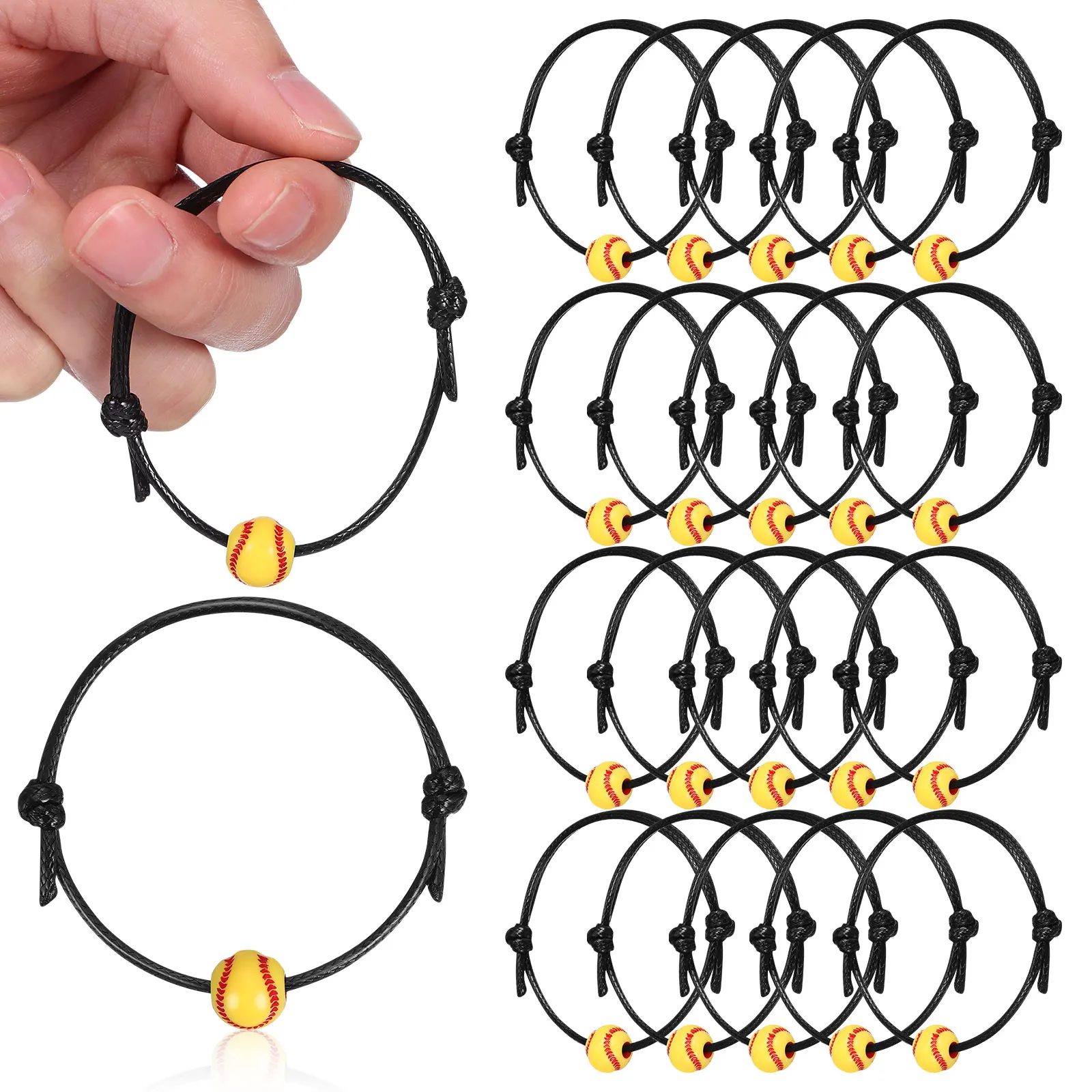 

30pcs Sports Baseball Baseball Fan Bracelets Party Favors Adjustable Wristbands for Team Events