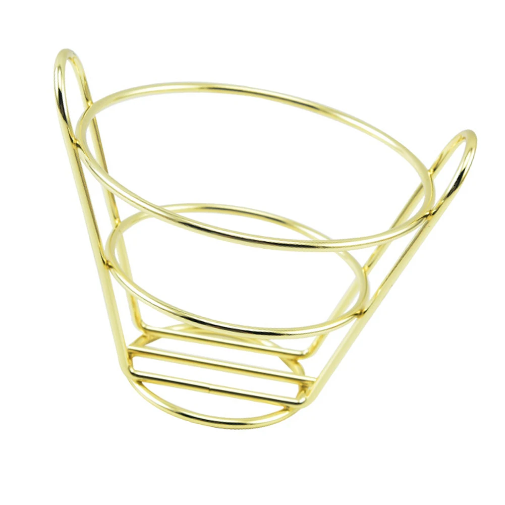 Metal Snack Basket Conical Fry Holder For French Fries Chicken Popcorn Serving Rack Bar Restaurant Kitchen Tool Silver Yellow