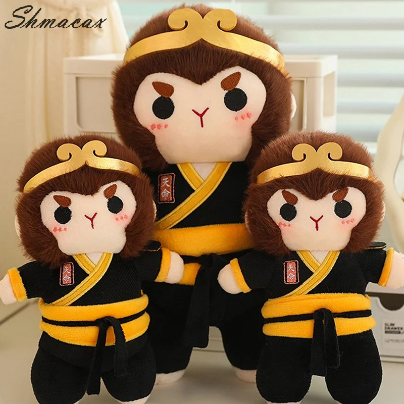 Zwarte Mythe Wukong Kid Cartoon Schattige Pop Kinderen Anime Speelgoed Beeldje Jongen Meisje Verjaardagscadeau Klassiek Speelgoed Thuis Slaapbank Decor