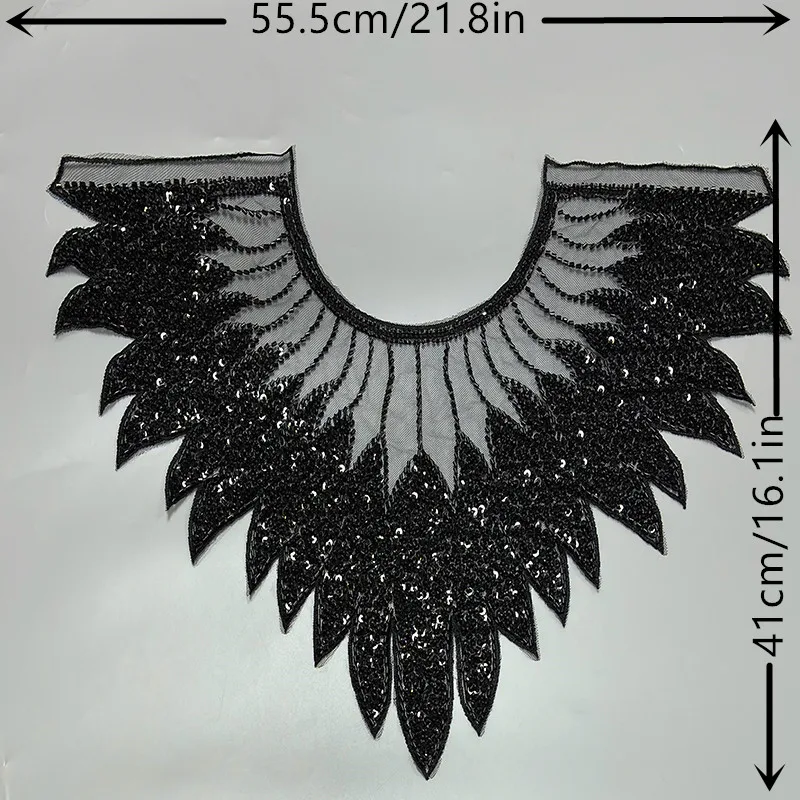 New design green siver black sequin patches sew on clothing DIY 2024 Embroidered French Mesh Beads Lace