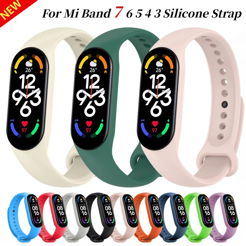 43 Colour Silicone Strap For Xiaomi Mi Band 7 6 5 4 3 Bracelet Sports Wristband Miband 7 6 Belt Strap For Mi Band 6 5 4 3 Correa